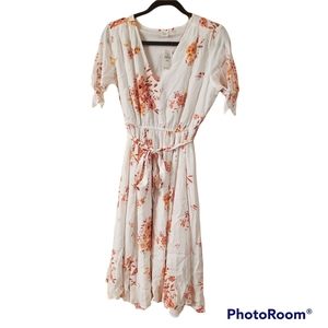 GAP sun dress orange and white floral women's small petite